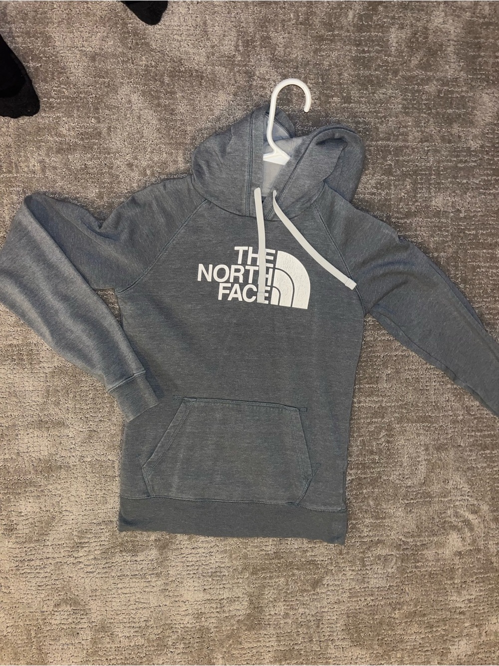 The North Face Heather Gray Pullover Hoodie with White Logo